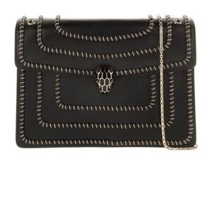 Bvlgari  black and gold leather Serpentine cross body bag